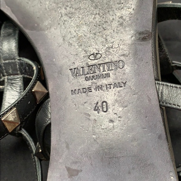 Valentino Noir Rockstud Black Gladiator Sandals 40 - Picture 5 of 5